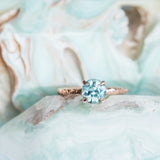 1.75ct Round Montana Sapphire Evergreen Carved Solitaire Ring in 14k Rose Gold