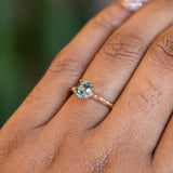 0.86ct Round Montana Sapphire Evergreen Carved Solitaire in 14k Yellow Gold