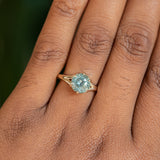 1.25ct Oval Sunstone Asymmetrical Evergreen Cluster Ring In 14k Yellow Gold