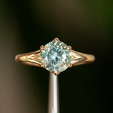 1.25ct Oval Sunstone Asymmetrical Evergreen Cluster Ring In 14k Yellow Gold