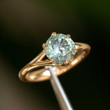 1.25ct Oval Sunstone Asymmetrical Evergreen Cluster Ring In 14k Yellow Gold