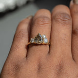 1.47ct Pear Champagne Diamond Low Profile Antique Diamond Cluster Ring in 18K Yellow Gold