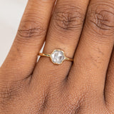 1.07ct Rosecut Salt & Pepper Diamond 6-Prong Low Profile Ring With Plain Rounded Band in 18K Yellow Gold