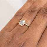 1.07ct Rosecut Salt & Pepper Diamond 6-Prong Low Profile Ring With Plain Rounded Band in 18K Yellow Gold