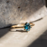 0.86ct Oval Nigerian Sapphire Six Prong Low Profile Ring in 14k Yellow Gold