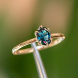 0.86ct Oval Nigerian Sapphire Six Prong Low Profile Ring in 14k Yellow Gold