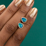 Opal and Diamond Halo Earrings and Necklace 14k Yellow Set- Set A