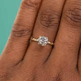 1.09ct Round Salt and Pepper Diamond Evergreen Solitaire in 14k Yellow Gold
