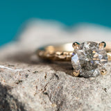 1.09ct Round Salt and Pepper Diamond Evergreen Solitaire in 14k Yellow Gold