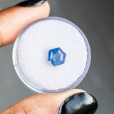 1.53CT HEXAGON AFRICAN SAPPHIRE, SILKY OPALESCENT PERIWINKLE BLUE, 7.40X7.56X4.03MM.