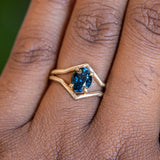 1.55ct Oval Sapphire Negative Space V Band Solitaire in 18k Yellow Gold