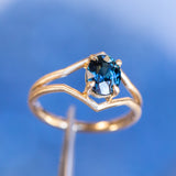 1.55ct Oval Sapphire Negative Space V Band Solitaire in 18k Yellow Gold