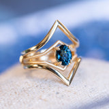 1.55ct Oval Sapphire Negative Space V Band Solitaire in 18k Yellow Gold