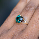 3.88ct Round Madagascar Sapphire Six Prong Split Shank Solitaire in 18k Yellow Gold