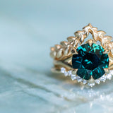 3.88ct Round Madagascar Sapphire Six Prong Split Shank Solitaire in 18k Yellow Gold