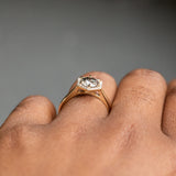 1.13ct Salt and Pepper and White Diamond Hexagon Halo Ring in 14k Yellow Gold