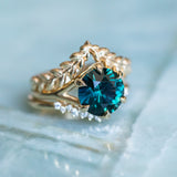 3.88ct Round Madagascar Sapphire Six Prong Split Shank Solitaire in 18k Yellow Gold