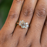 1.67ct Pear Montana Sapphire Low Profile Antique Diamond Cluster Ring in 14K Yellow Gold