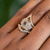 1.67ct Pear Montana Sapphire Low Profile Antique Diamond Cluster Ring in 14K Yellow Gold