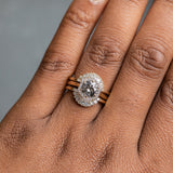 1.13ct Salt and Pepper and White Diamond Hexagon Halo Ring in 14k Yellow Gold