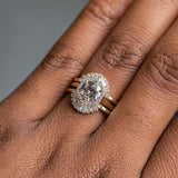 1.13ct Salt and Pepper and White Diamond Hexagon Halo Ring in 14k Yellow Gold