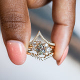 1.67ct Pear Montana Sapphire Low Profile Antique Diamond Cluster Ring in 14K Yellow Gold