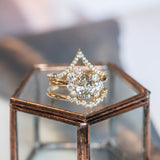 1.67ct Pear Montana Sapphire Low Profile Antique Diamond Cluster Ring in 14K Yellow Gold