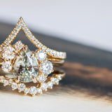 1.67ct Pear Montana Sapphire Low Profile Antique Diamond Cluster Ring in 14K Yellow Gold