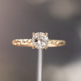 1.01ct Round Salt And Pepper Diamond Evergreen Solitaire in 14k Yellow Gold