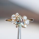 1.67ct Pear Montana Sapphire Low Profile Antique Diamond Cluster Ring in 14K Yellow Gold