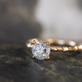 1.01ct Round Salt And Pepper Diamond Evergreen Solitaire in 14k Yellow Gold