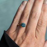 2.14ct Teal Blue Round Montana Sapphire Classic 4 Prong Solitaire in 14k Yellow Gold