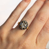 1.72ct Antique Old Mine Cut Diamond and Blackened Halo Antique Style ring in 18k Yellow Gold