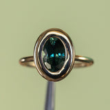 2.37ct Oval African Sapphire Chunky Bezel Stackable Solitaire in 18k Yellow Gold