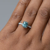 2.73ct Fancy Cushion Cut Montana Sapphire Solitaire with Diamonds in 14k White Gold