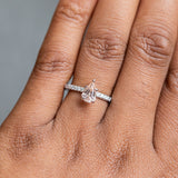 1.05ct Geo Pear Sapphire and French Set Diamond Solitaire in 14K White Gold