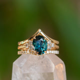 2.63ct Oval Untreated Nigerian Sapphire and Diamond Cluster Ring in 14k Yellow Gold