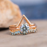 1.00ct Round Blue/Grey Moissanite 4 Prong Classic Solitaire in 14k Rose Gold