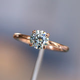 1.00ct Round Blue/Grey Moissanite 4 Prong Classic Solitaire in 14k Rose Gold