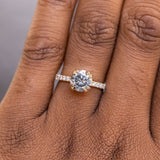 1.63ct Round Salt & Pepper Diamond Double Claw Prong Solitaire with French Diamonds in 14k Yellow Gold