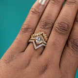 1.71ct Inverted Champagne Diamond Low Profile Bezel Solitaire with French Set Diamonds 18k Yellow