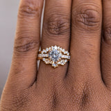 1.63ct Round Salt & Pepper Diamond Double Claw Prong Solitaire with French Diamonds in 14k Yellow Gold