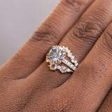 1.63ct Round Salt & Pepper Diamond Double Claw Prong Solitaire with French Diamonds in 14k Yellow Gold