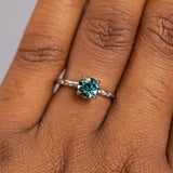 1.29ct Round Tanzanian Sapphire Evergreen Solitaire in 14k White Gold