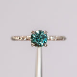 1.29ct Round Tanzanian Sapphire Evergreen Solitaire in 14k White Gold