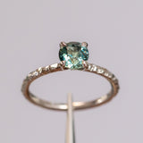 1.29ct Round Tanzanian Sapphire Evergreen Solitaire in 14k White Gold