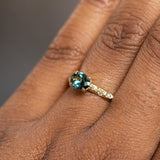 0.85ct Oval Sapphire in 14k Yellow Gold Evergreen Solitaire with Scattered Embedded Diamonds