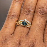 0.85ct Oval Sapphire in 14k Yellow Gold Evergreen Solitaire with Scattered Embedded Diamonds