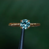 1.01ct Round Blue Montana Sapphire Evergreen Solitaire Ring in 14k Yellow Gold