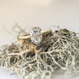 2.03ct Grey Oval Diamond Cathedral Double Prong Evergreen Solitaire in 18k Yellow and Platinum